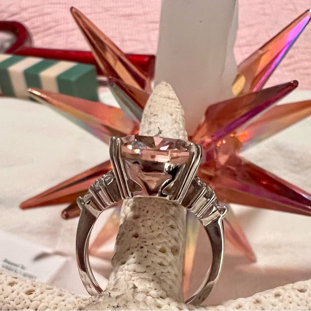 JTV BELLA LUCE Pink and White Diamond simulant rhodium over sterling silver ring - Picture 3 of 8
